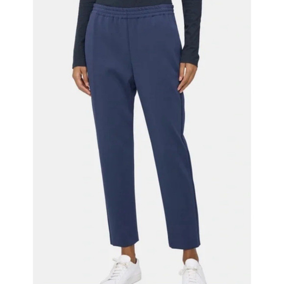 Theory Tapered Leg Pull On Pants Knit Tech Size 6 Gray Stretch Pockets Casual - Picture 1 of 16